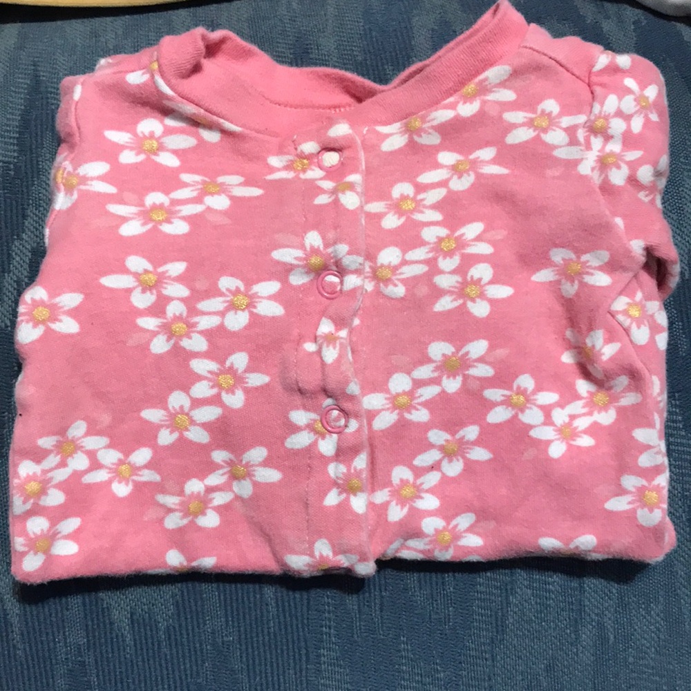 Mini b newborn baby girl pink daisy onesie long sleeved